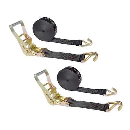 Tie 4 Safe 2 x 30' Ratchet Tie Downs w/ J Wire Hooks, WLL- 3,333 lbs., PK2 RT04C-530-W5-BLK-2